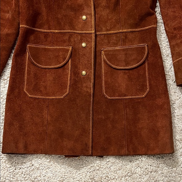 Rare Vintage Rust Brown Suede Button-Front Jacket - Picture 6 of 16
